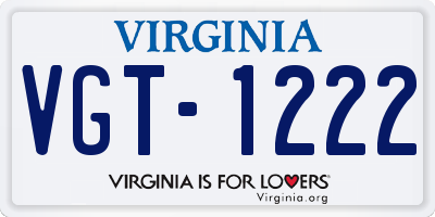 VA license plate VGT1222