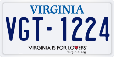 VA license plate VGT1224
