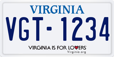 VA license plate VGT1234