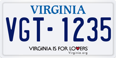 VA license plate VGT1235