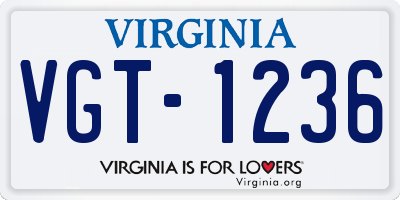 VA license plate VGT1236