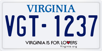 VA license plate VGT1237