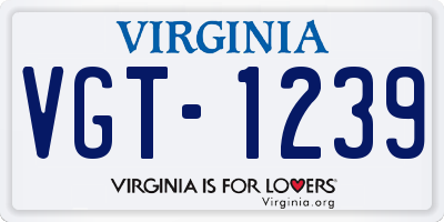 VA license plate VGT1239