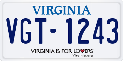 VA license plate VGT1243