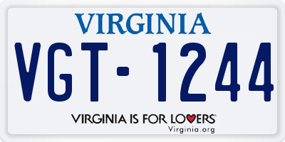 VA license plate VGT1244