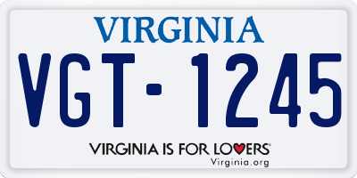 VA license plate VGT1245