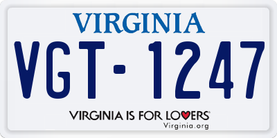 VA license plate VGT1247