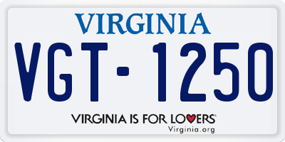 VA license plate VGT1250