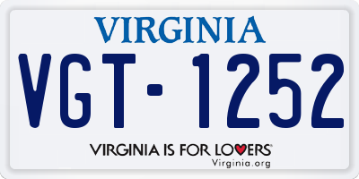 VA license plate VGT1252