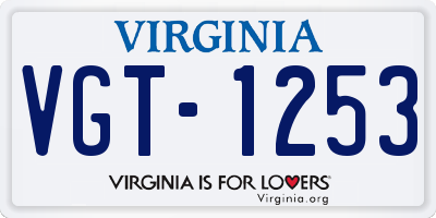 VA license plate VGT1253