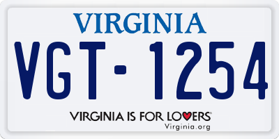 VA license plate VGT1254