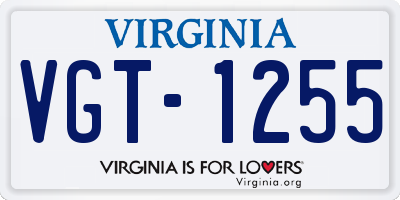 VA license plate VGT1255