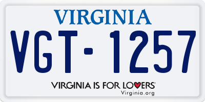 VA license plate VGT1257