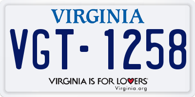 VA license plate VGT1258