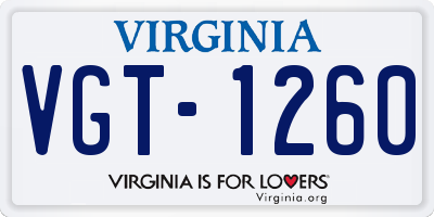 VA license plate VGT1260
