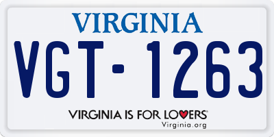 VA license plate VGT1263