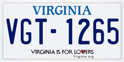 VA license plate VGT1265