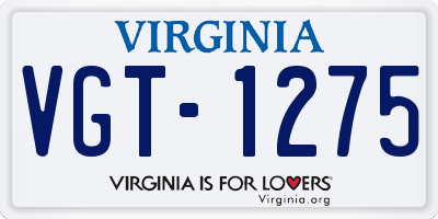 VA license plate VGT1275