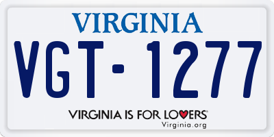VA license plate VGT1277