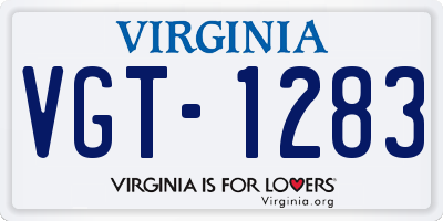 VA license plate VGT1283
