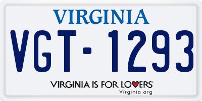 VA license plate VGT1293