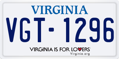 VA license plate VGT1296