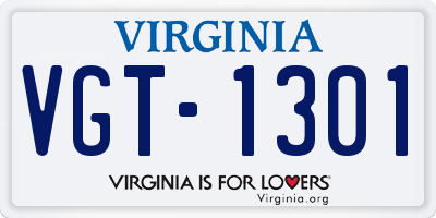 VA license plate VGT1301