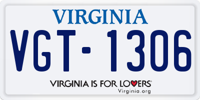 VA license plate VGT1306