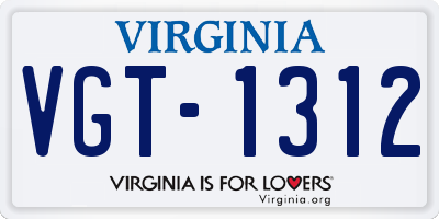 VA license plate VGT1312