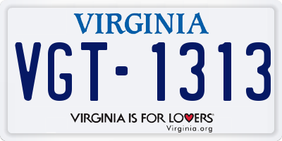 VA license plate VGT1313
