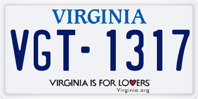 VA license plate VGT1317