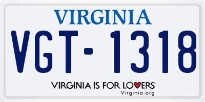 VA license plate VGT1318
