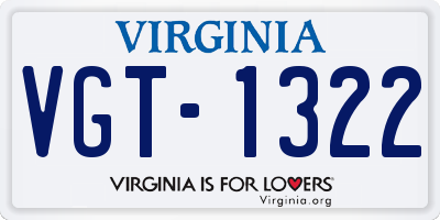 VA license plate VGT1322