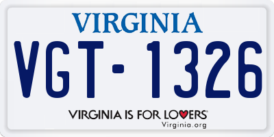 VA license plate VGT1326