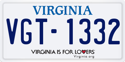 VA license plate VGT1332