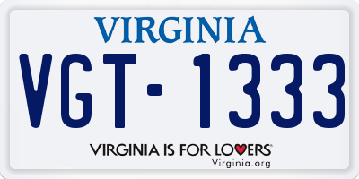 VA license plate VGT1333