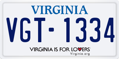 VA license plate VGT1334