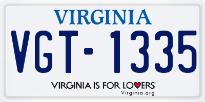 VA license plate VGT1335