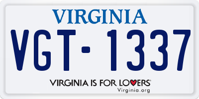 VA license plate VGT1337