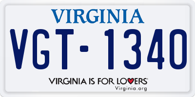 VA license plate VGT1340