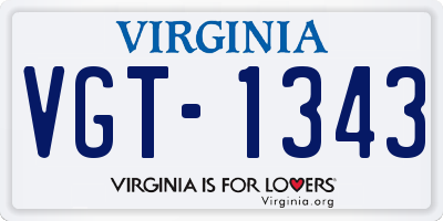 VA license plate VGT1343