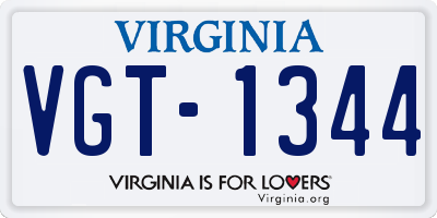 VA license plate VGT1344
