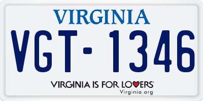 VA license plate VGT1346