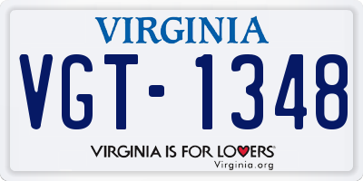 VA license plate VGT1348