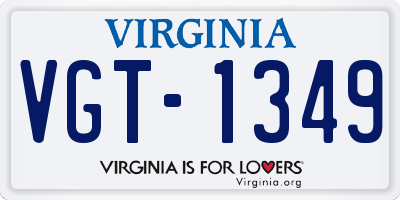 VA license plate VGT1349