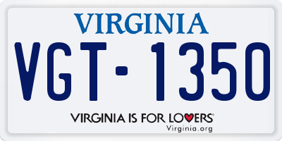 VA license plate VGT1350