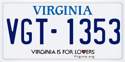 VA license plate VGT1353