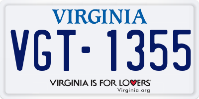 VA license plate VGT1355