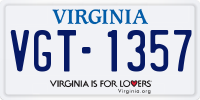 VA license plate VGT1357
