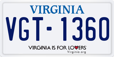 VA license plate VGT1360